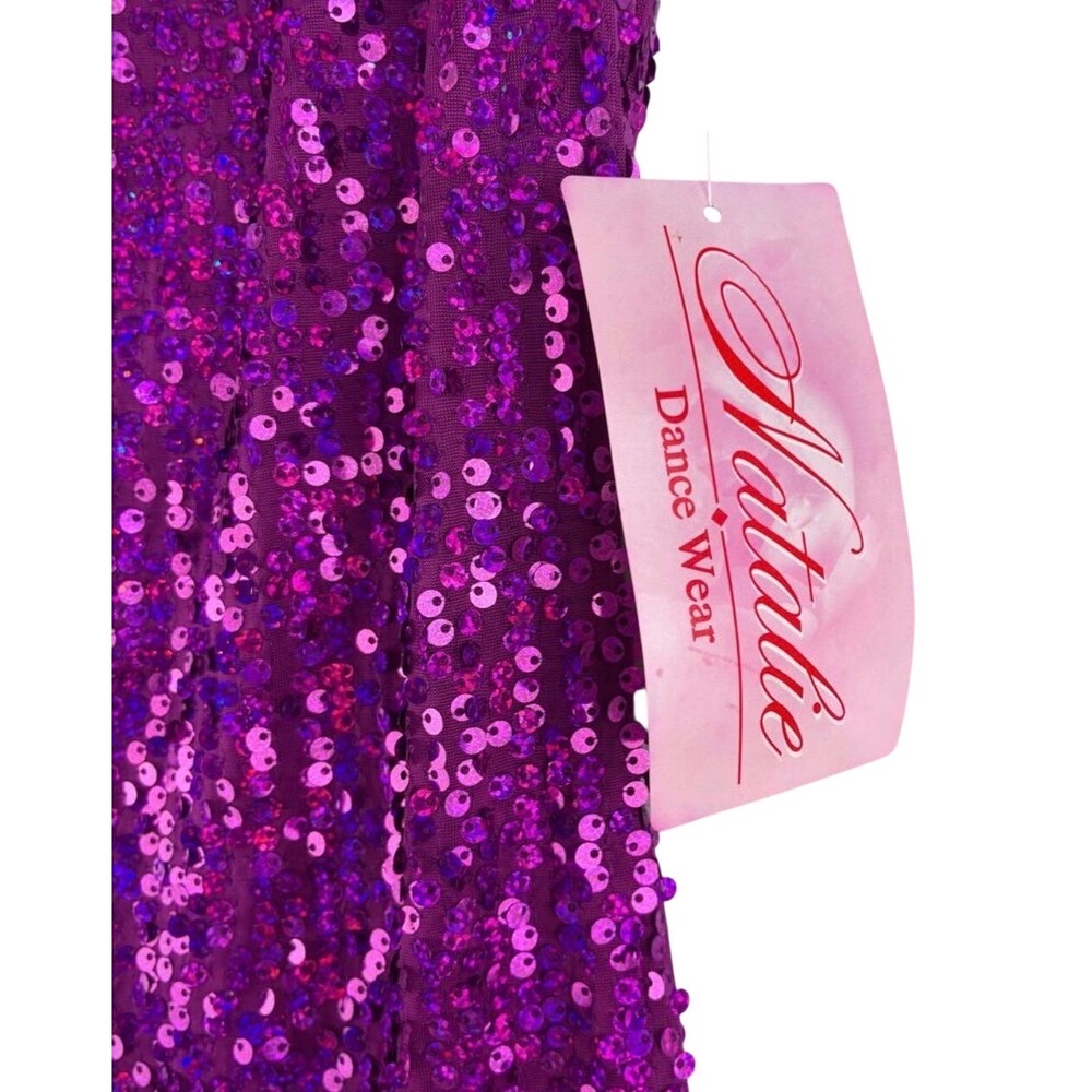 Natalie Dance Wear Sequin Mini Dress‎ Women Small Purple NWT NF8457 Sleeveless - Picture 6 of 10